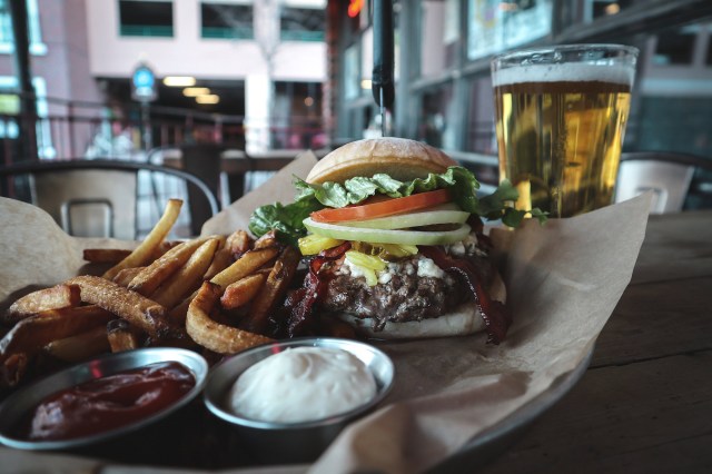 Loosey's Build-Your-Own Burger with Fries and a Beer