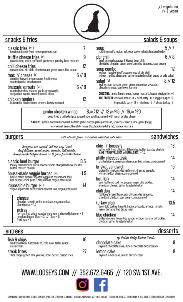 Loosey’s Downtown Menu February 3, 2023 Loosey's Downtown