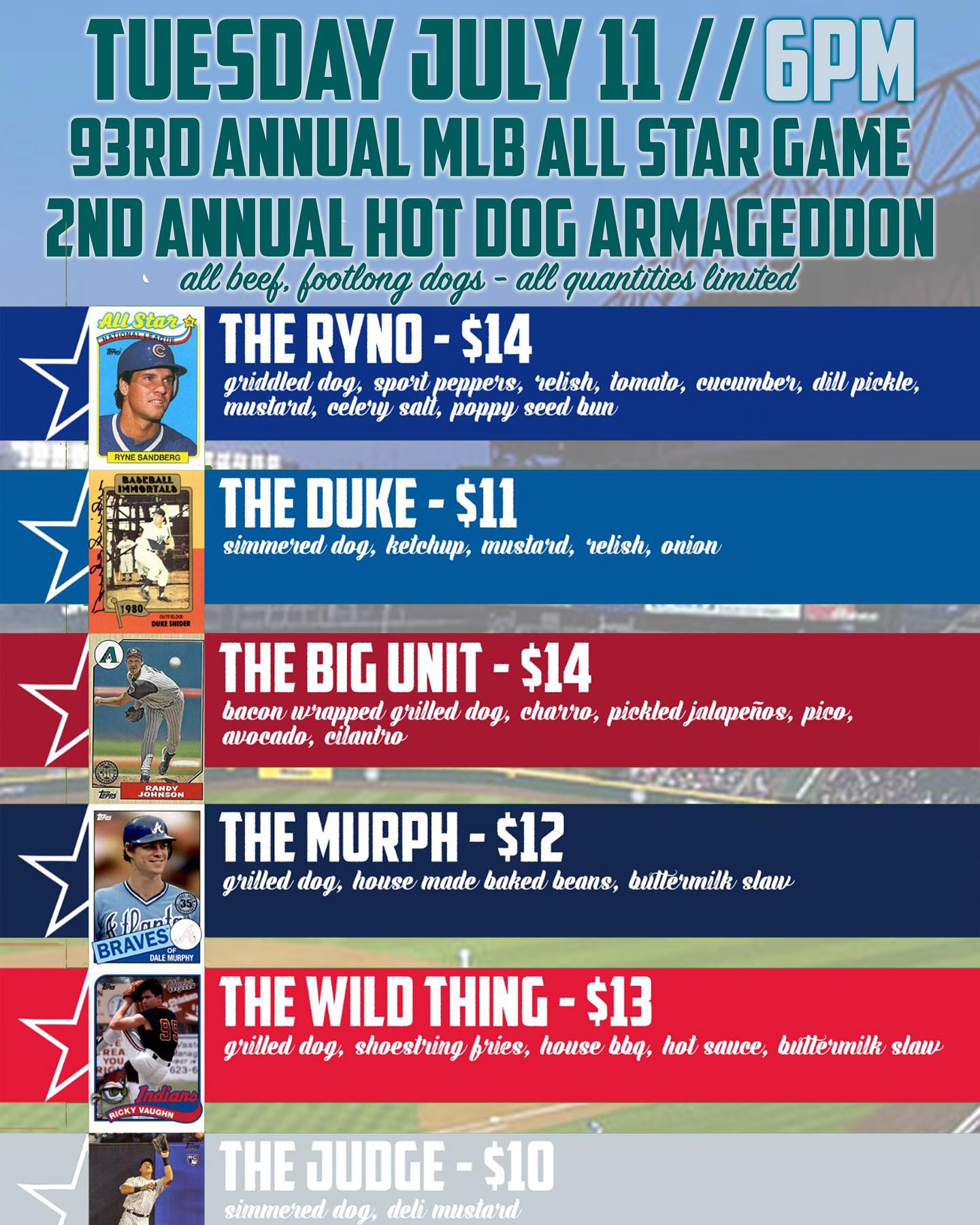 2nd Annual Hot Dog Armageddon and MLB All Star Game watch party