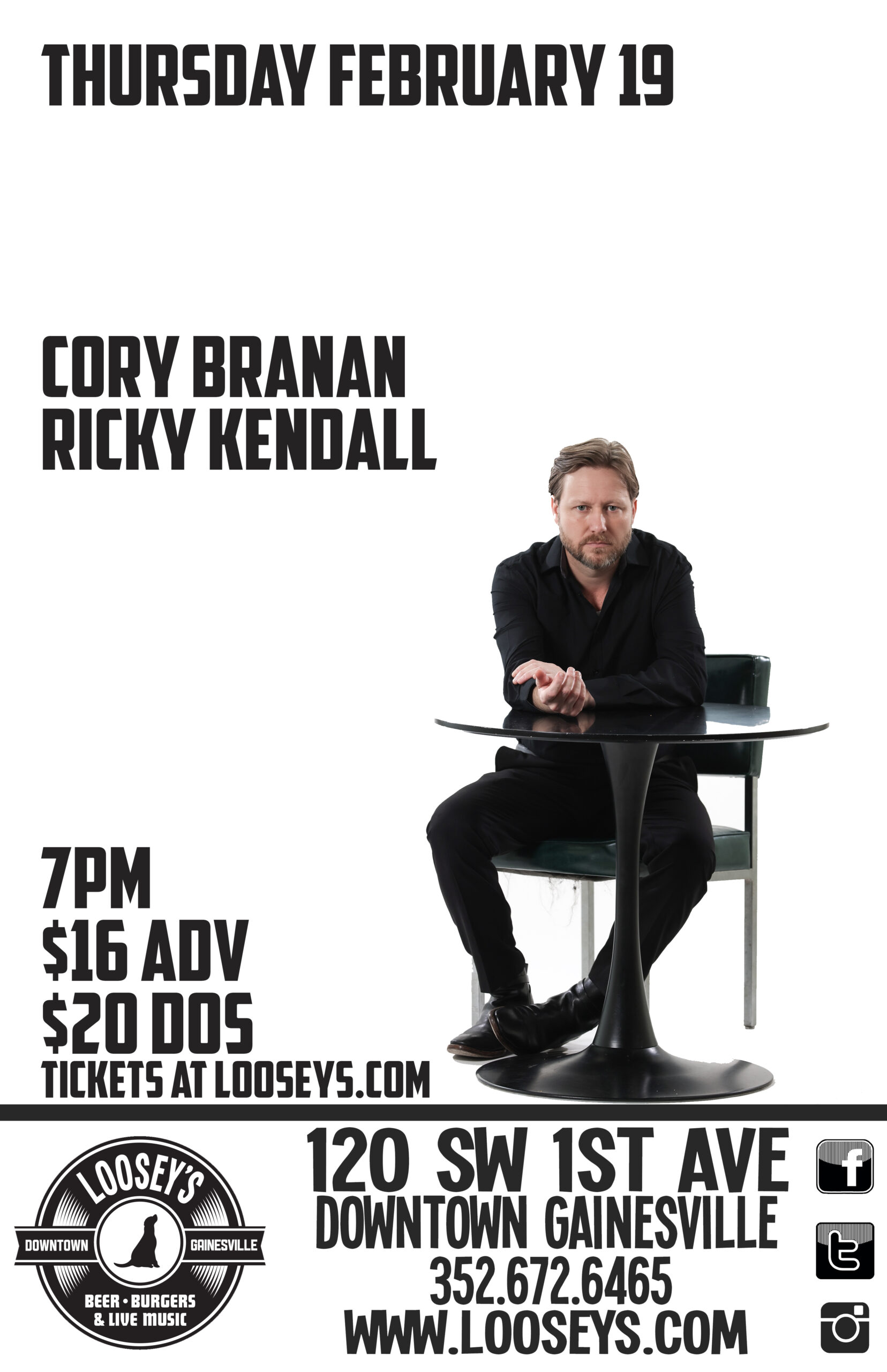 Cory Branan and Ricky Kendall Show Poster for February 19, 2025